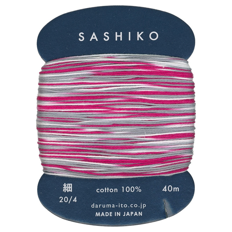 DARUMA Sashiko -kirjontalanka #403 punainen harmaa monivärinen puuvillalanka 40 m