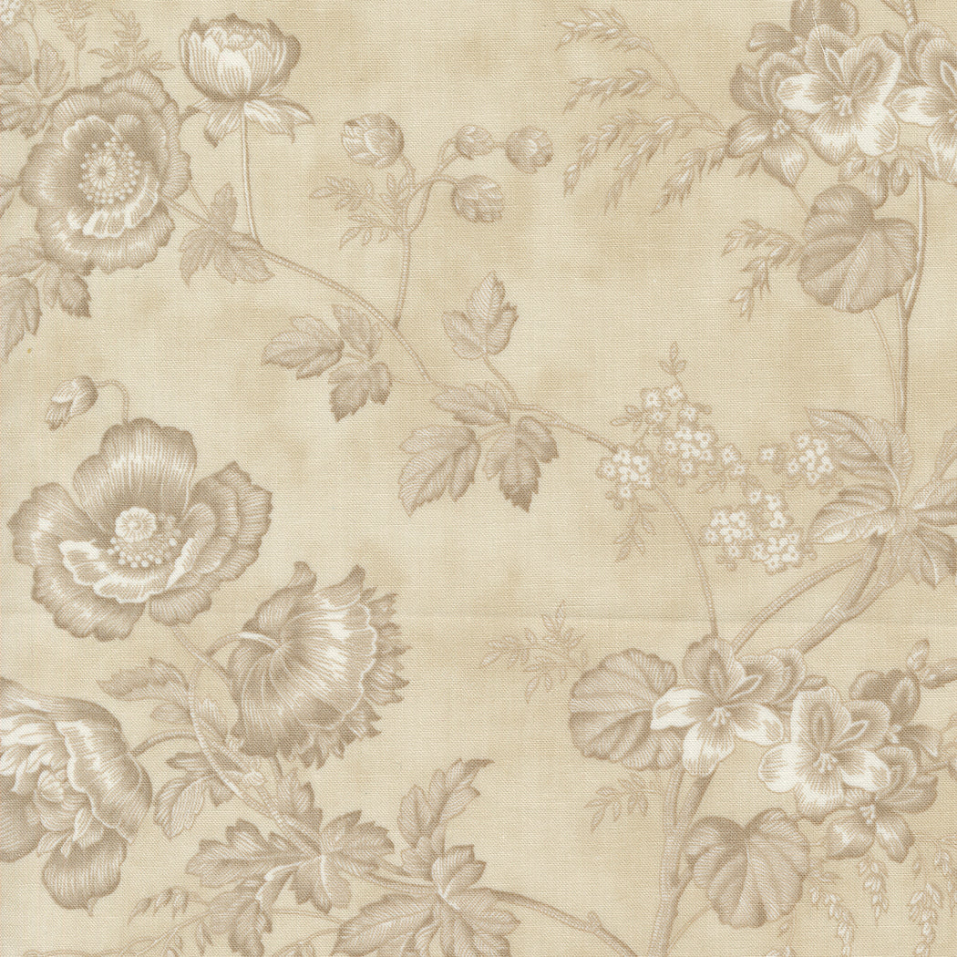 3 Sisters - Favorites Vintage Linens 44360-15 Florals Taupe puuvillakangas