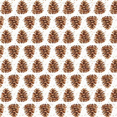Dawn Rosengren, Little Ones - Pinecones - Wht/Brown 453-3 puuvillakangas
