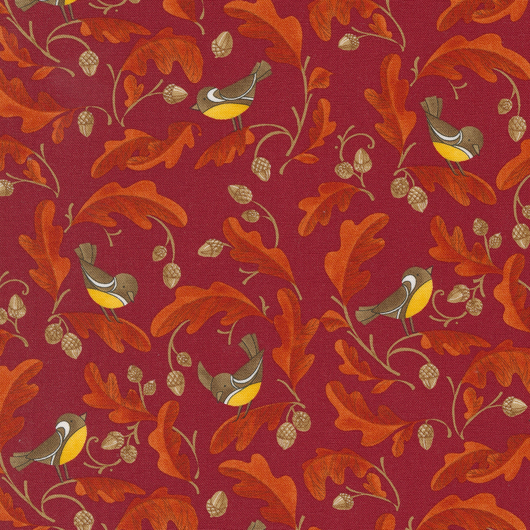 Robin Pickens - Forest Frolic - Chickadees And Acorns Cinnamon 48742-16 cotton fabric