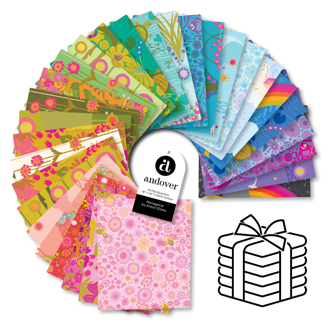 Menagerie Fat Quarter -nippu, 30 kpl, Alison Glass, Andover Fabrics