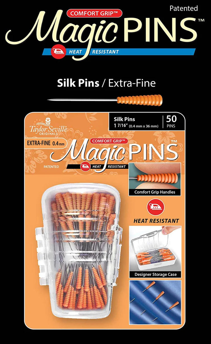 Taylor Seville Magic Silk Pins Extra Fine -silkkinuppineulat, 50 kpl pakkaus
