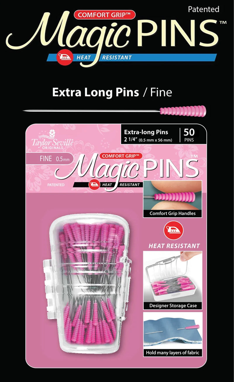 Taylor Seville Magic Pins Extra Long Fine -tilkkutyönuppineulat, 50 kpl pakkaus