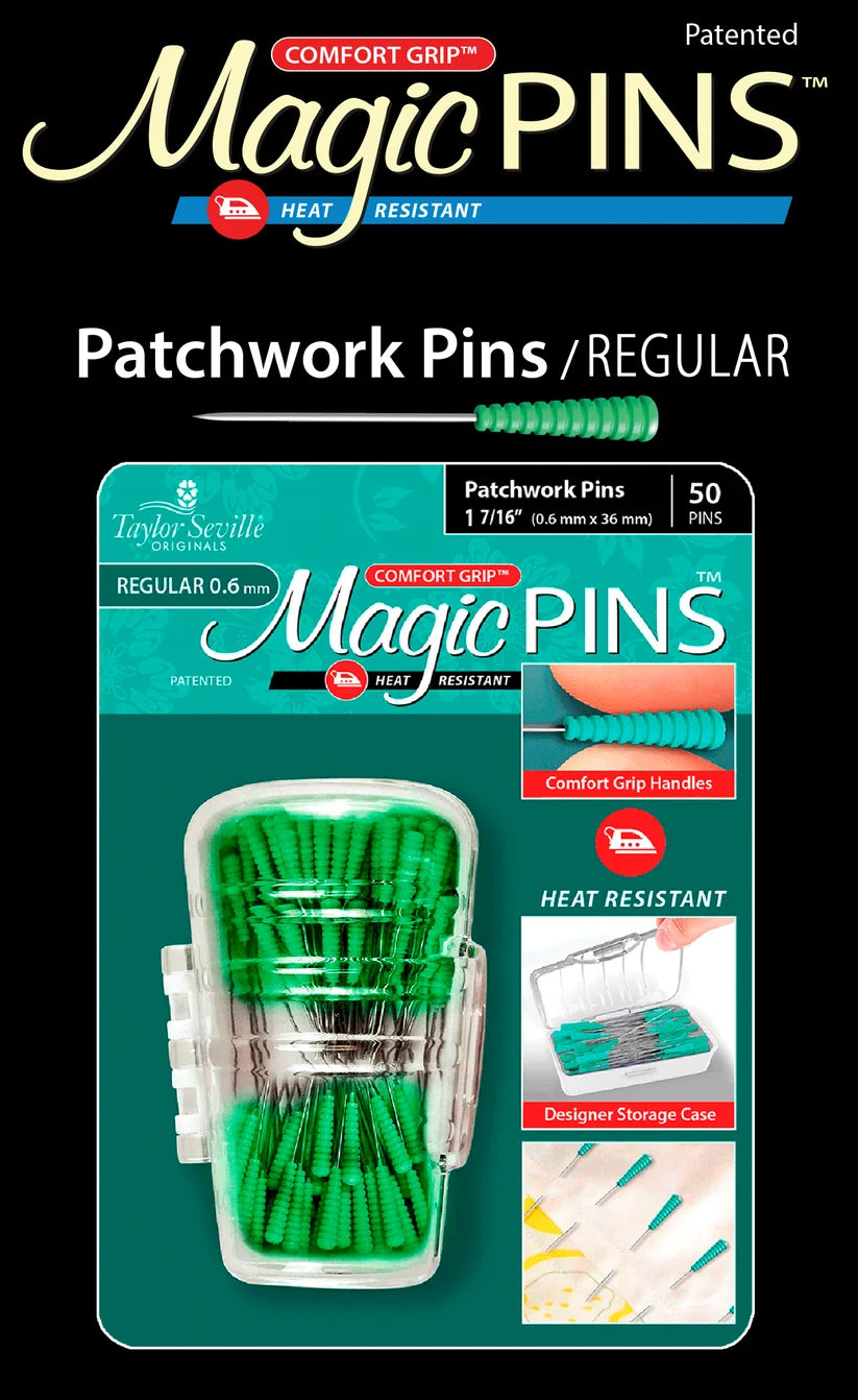 Taylor Seville Magic Pins Patchwork Regular -tilkkutyönuppineulat, 50 kpl pakkaus