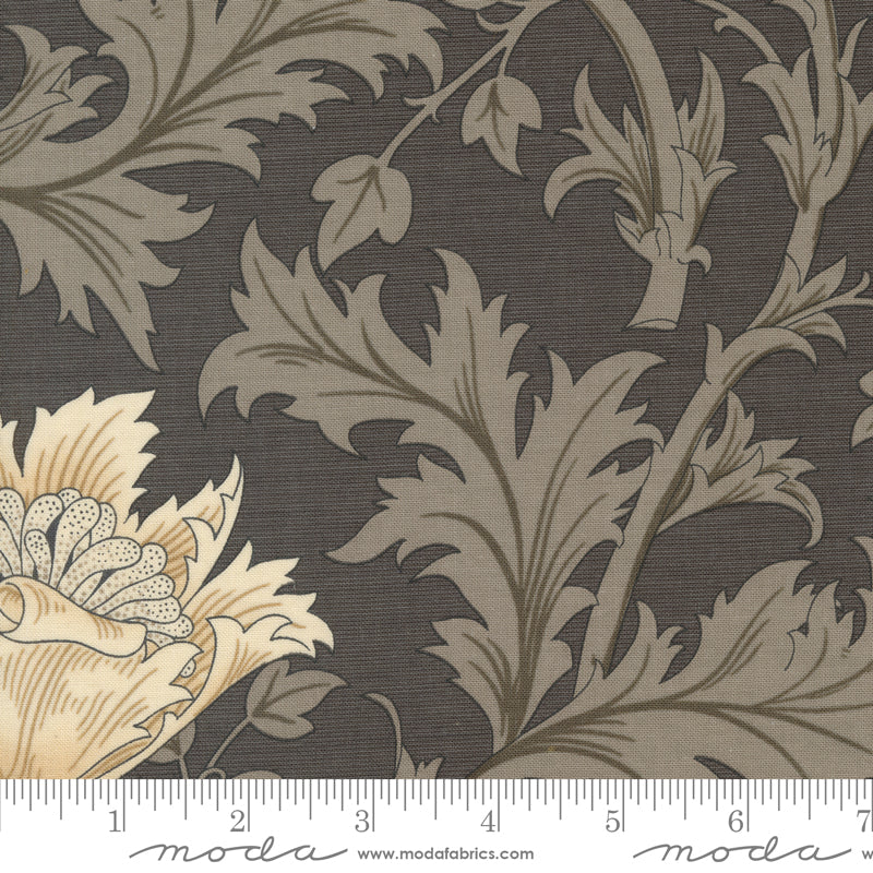 Barbara Brackman, Ebony Suite 8380-16 Anemone Charcoal cotton fabric