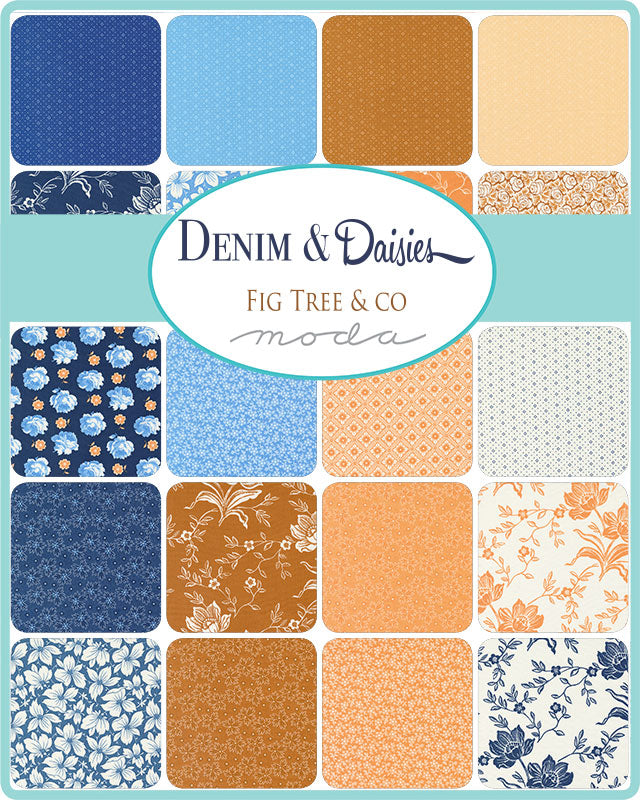 Fig Tree&Co - Denim & Daisies - 5" Charm fabric bundle