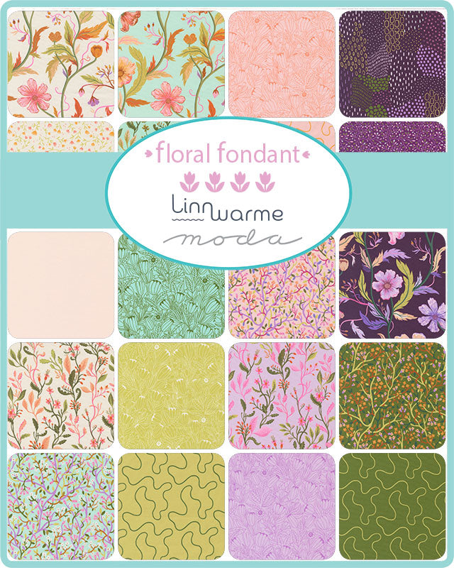 Moda Floral Fondant charm pack Linn Warme kukkakuosinen puuvillakangas 5 inch neliöt tilkkutyöhön