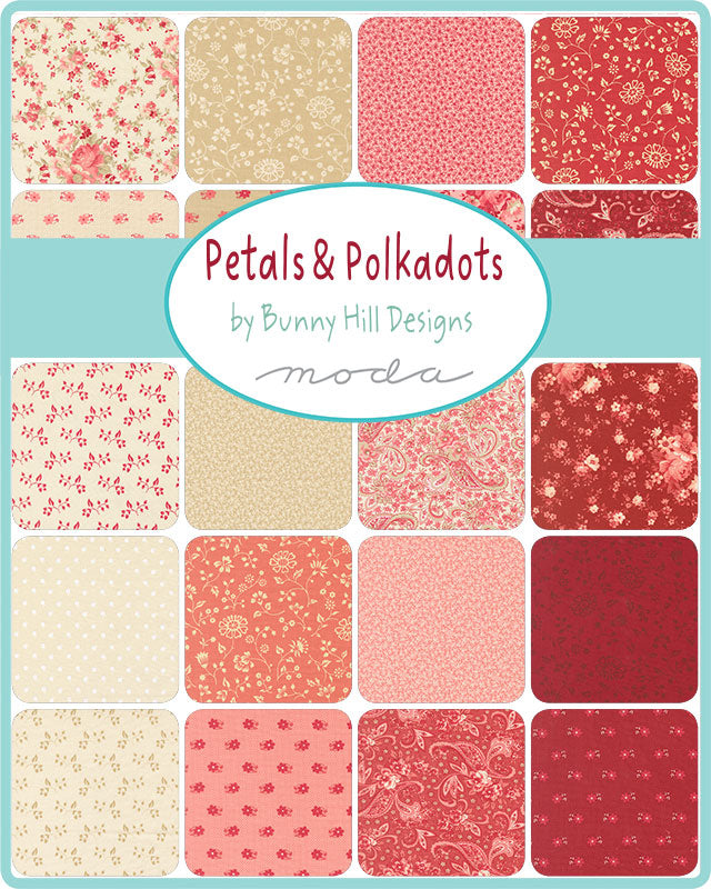 Petals and Polka Dots on Anne Suttonin (Bunny Hill Designs) klassinen puna-vaaleanpunainen mallisto Modalle.