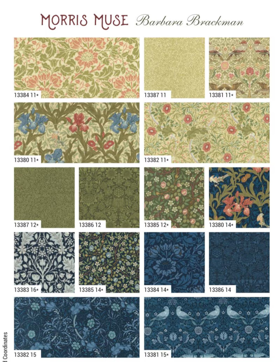 Barbara Brackman - Morris Muse roll of 42 pieces cotton fabric