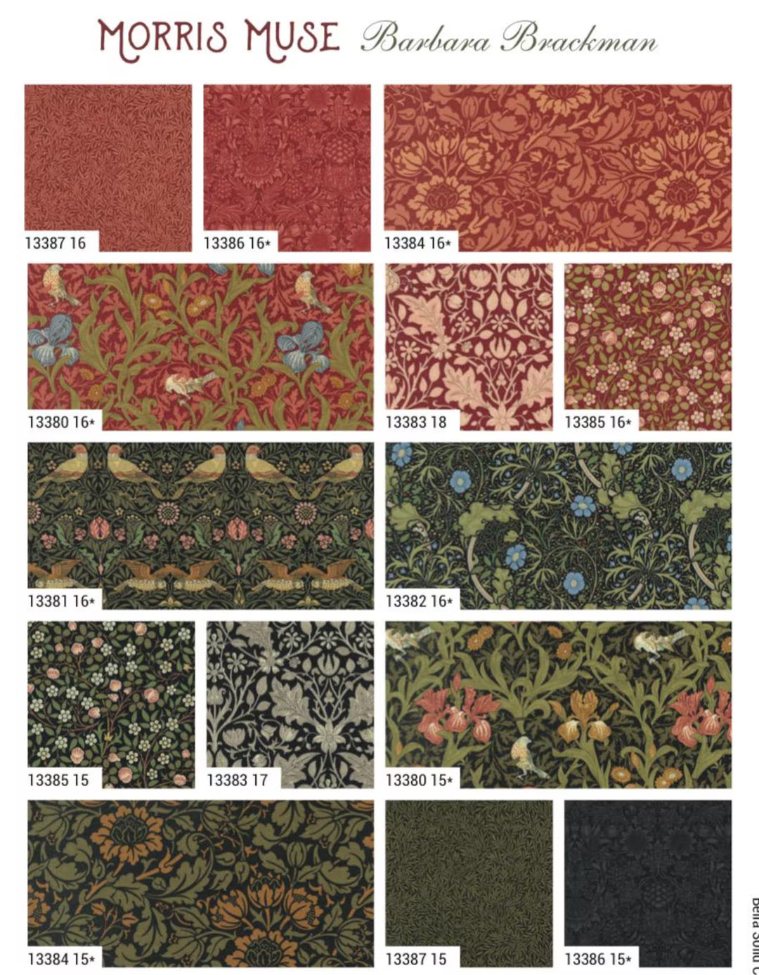 Barbara Brackman - Morris Muse roll of 42 pieces cotton fabric