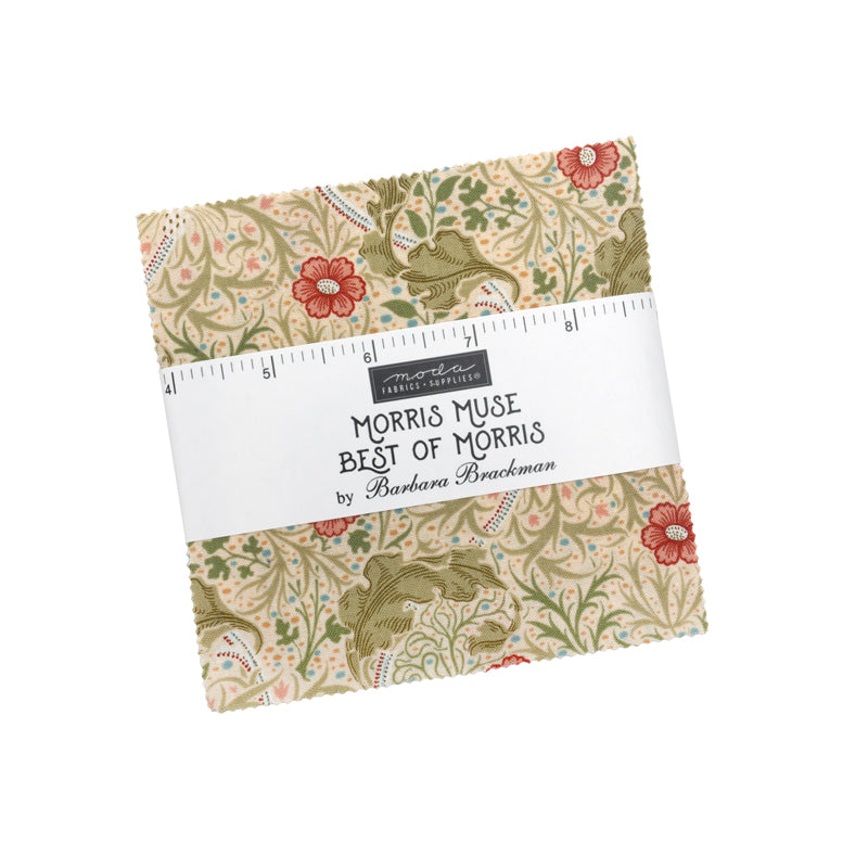 Barbara Brackman Morris Muse 5" Charm kangasnippu klassisilla Morris-tyylisillä puuvillakankailla