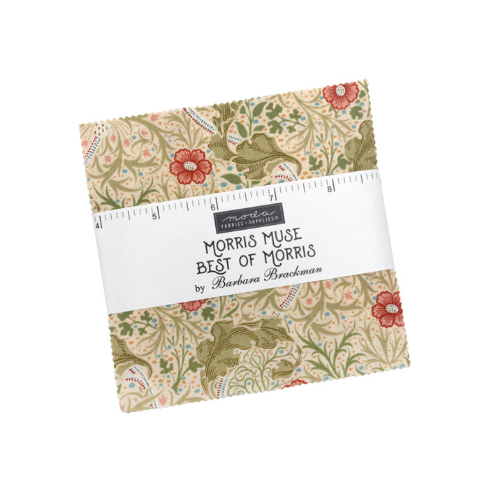 Barbara Brackman Morris Muse 5" Charm kangasnippu klassisilla Morris-tyylisillä puuvillakankailla