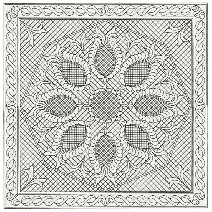 Esipainettu Bernartex Wholecloth -peitonpäällinen Feathered Pineapple -mallilla. Valmistettu 100% puuvillamusliinista, valmis käsin tikattavaksi. Koko n. 102 cm x 102 cm.