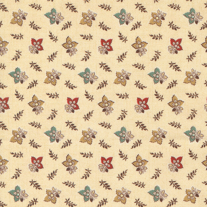 Lydia's Lace 31684-11 Biscuit Charmer -puuvillakangas, Betsy Chutcianin suunnittelema, klassinen kukkakuvio vaalealla pohjalla.