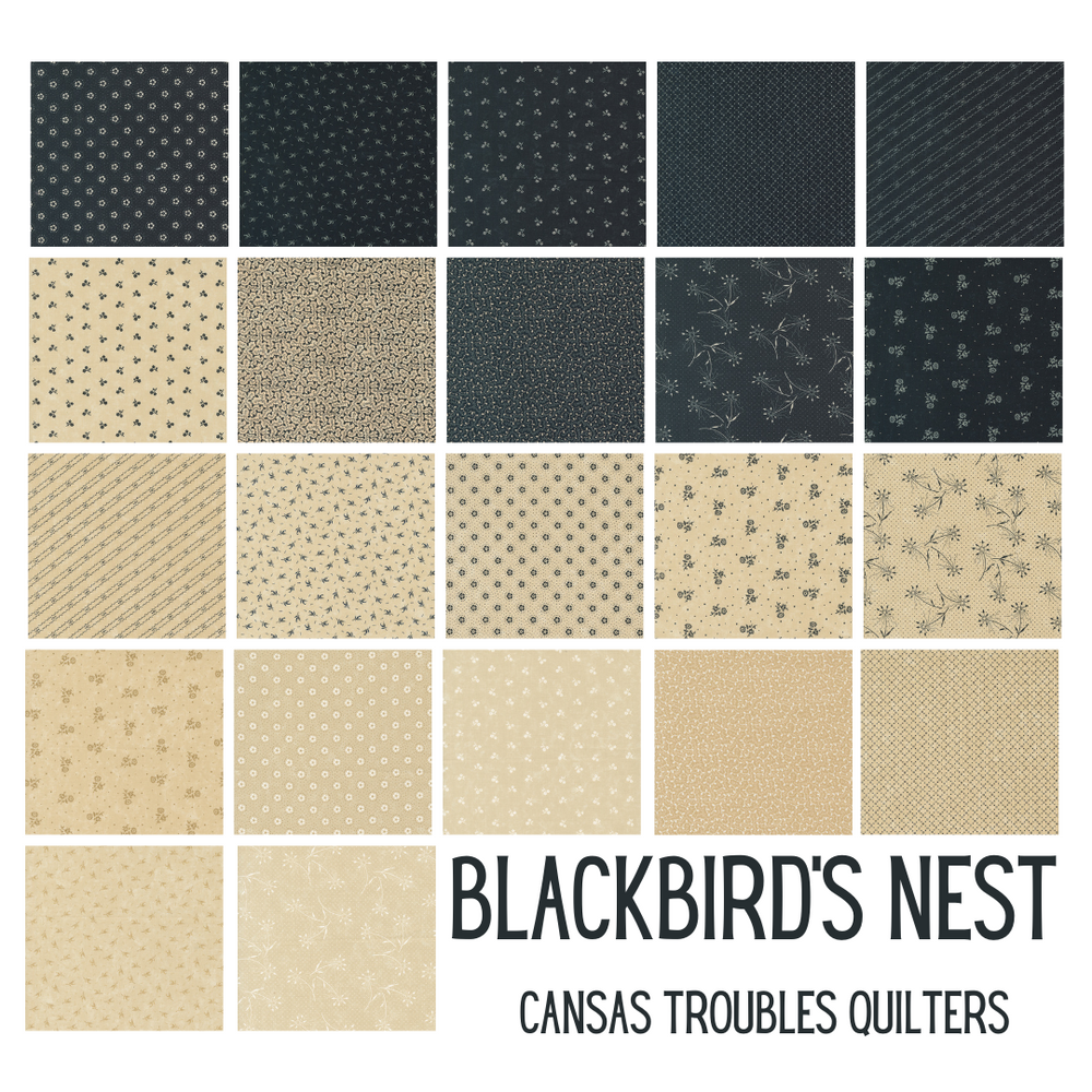 Kansas Troubles Quilters - Blackbird's Nest puuvillakangas nippu