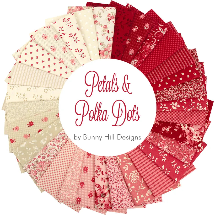 Petals and Polka Dots on Anne Suttonin (Buvunny Hill Designs) klassinen puna-vaaleanpunainen mallisto Modalle. 