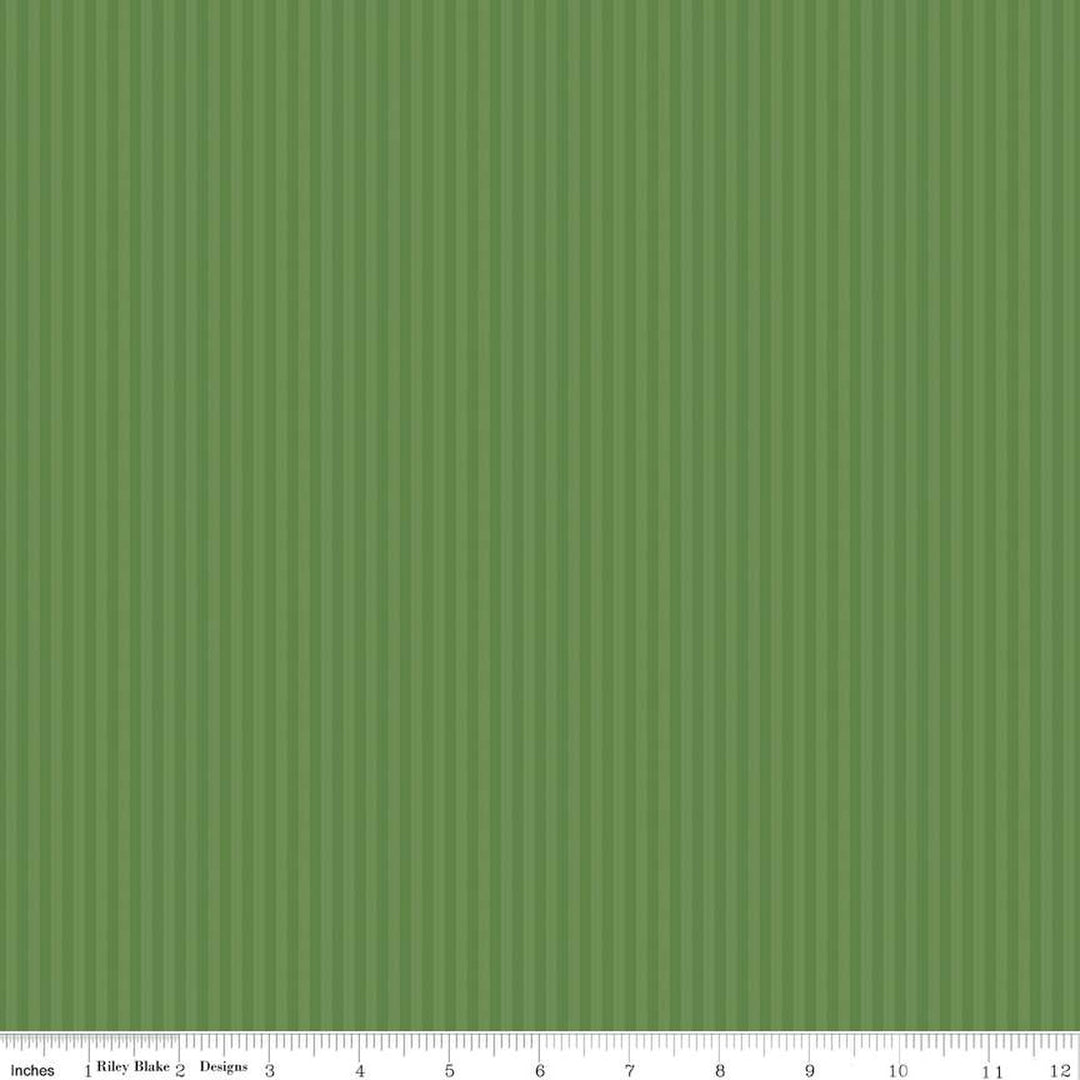 Riley Blake Designs 1/8" Tonal Stripes Clover raidallinen puuvillakangas, 3 mm leveä vihreä raitakuvio, täydellinen tilkkutöihin ja käsitöihin.