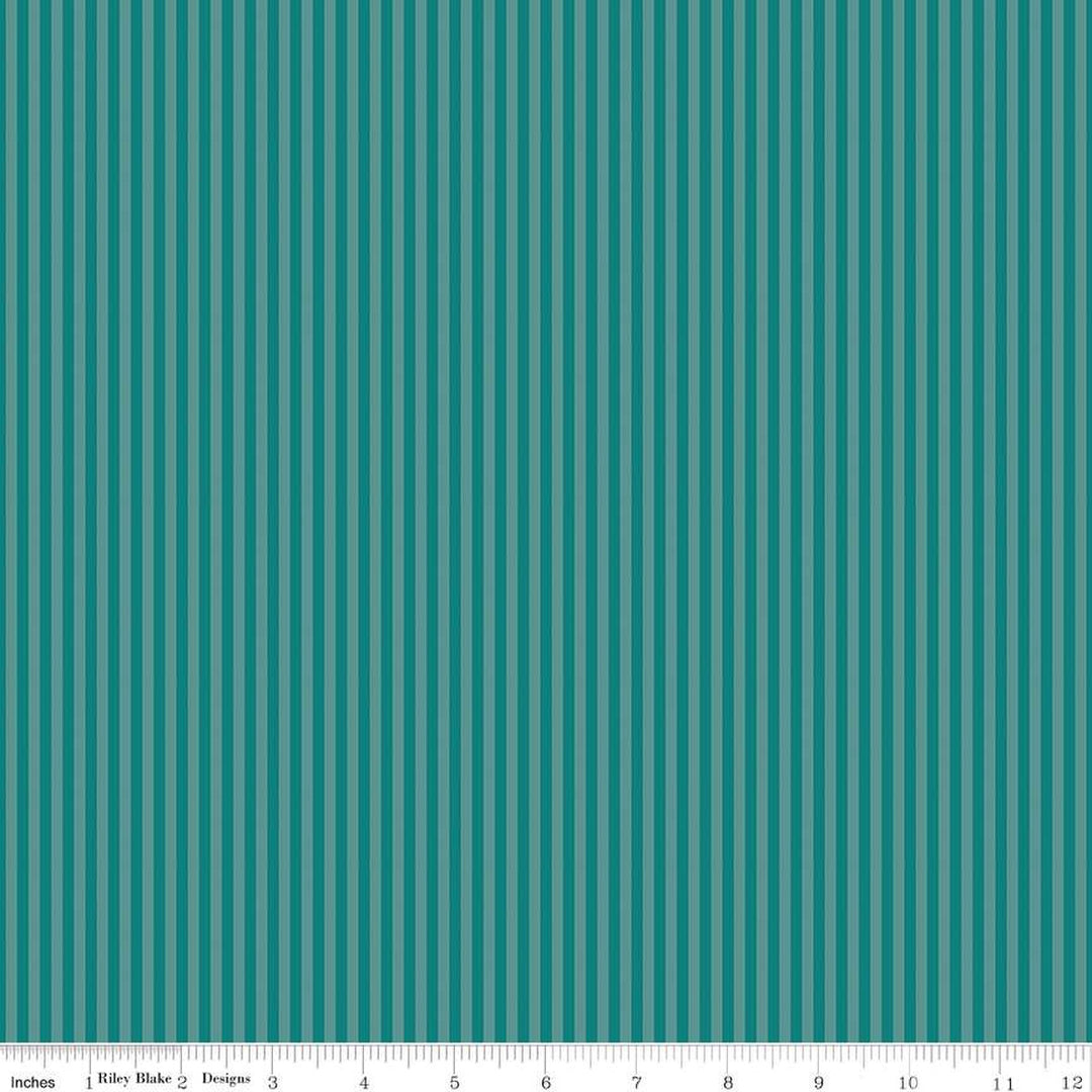 Riley Blake Designs 1/8" Tonal Stripes Teal raidallinen puuvillakangas, 6 mm leveä turkoosi raitakuvio, täydellinen tilkkutöihin ja käsitöihin.