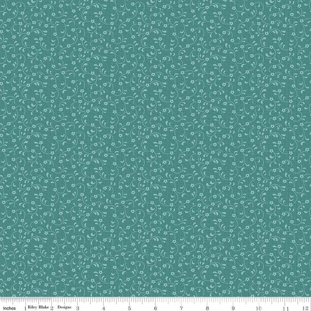 Floret - Teal C675-TEAL puuvillakangas