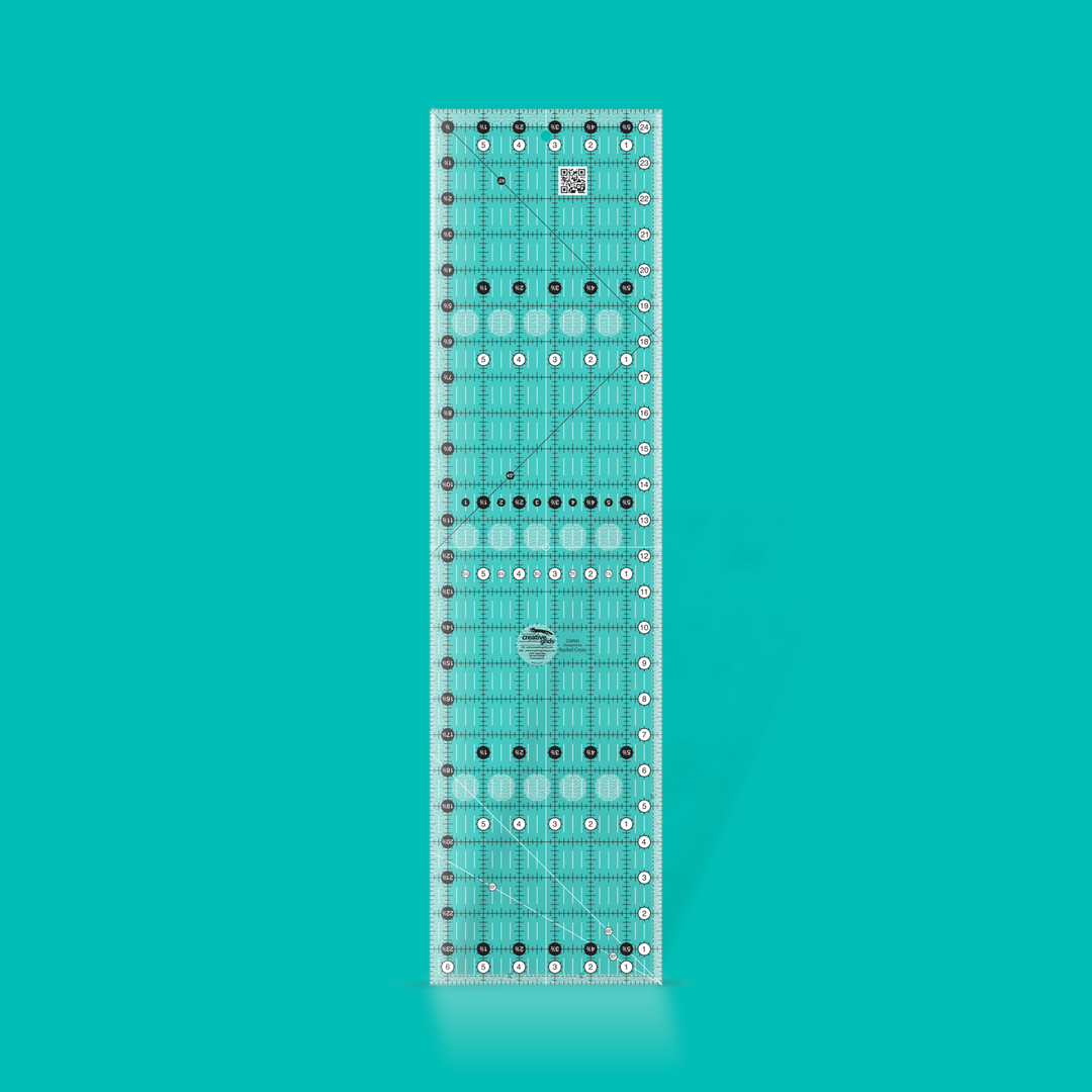 Creative Grids tilkkutyöviivain 6.5x24.5 tuumaa CGR24, pitkä liukumaton viivain kaistaleiden leikkaamiseen
