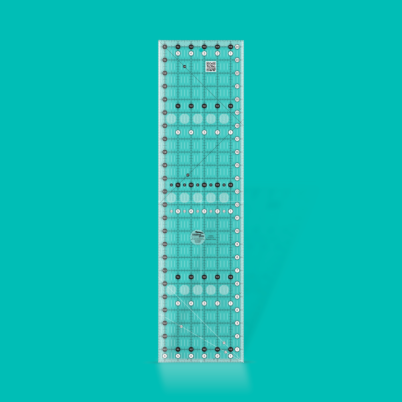 Creative Grids tilkkutyöviivain 6.5x24.5 tuumaa CGR24, pitkä liukumaton viivain kaistaleiden leikkaamiseen