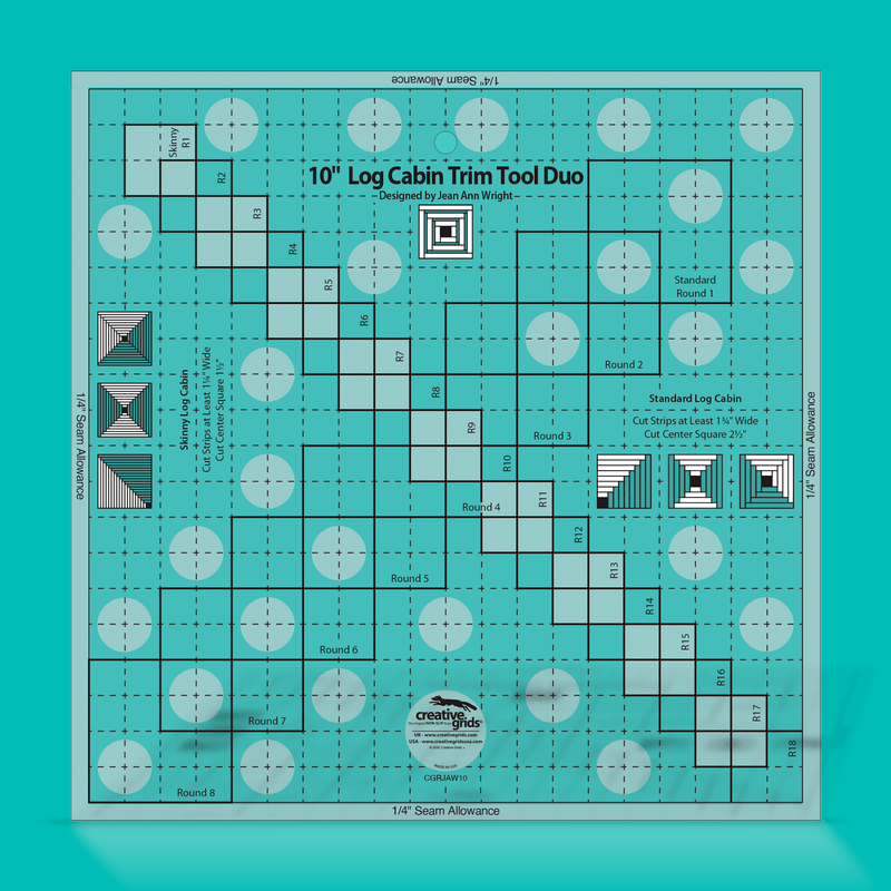 Creative Grids Log Cabin 10 tuuman tasoitusviivain CGRJAW10, Jean Ann Wrightin tasoitusviivain