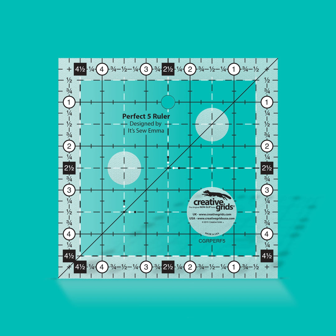 Creative Grids Perfect 5 neliöviivain CGRPERF5, 5 tuuman liukumaton viivain charm-paloille