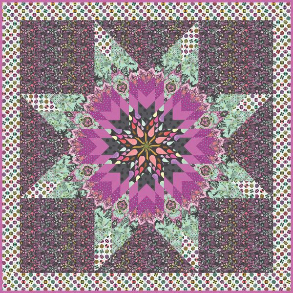 Tula Pink Charmer Quilt tilkkutyöpakkaus – 7.85 metria Prince Charming Deja Vu ja uusi True Colors -kankaista. 166 cm x 166 cm peitto, värikäs ja moderni tilkkutyö edistyneelle aloittelijalle.