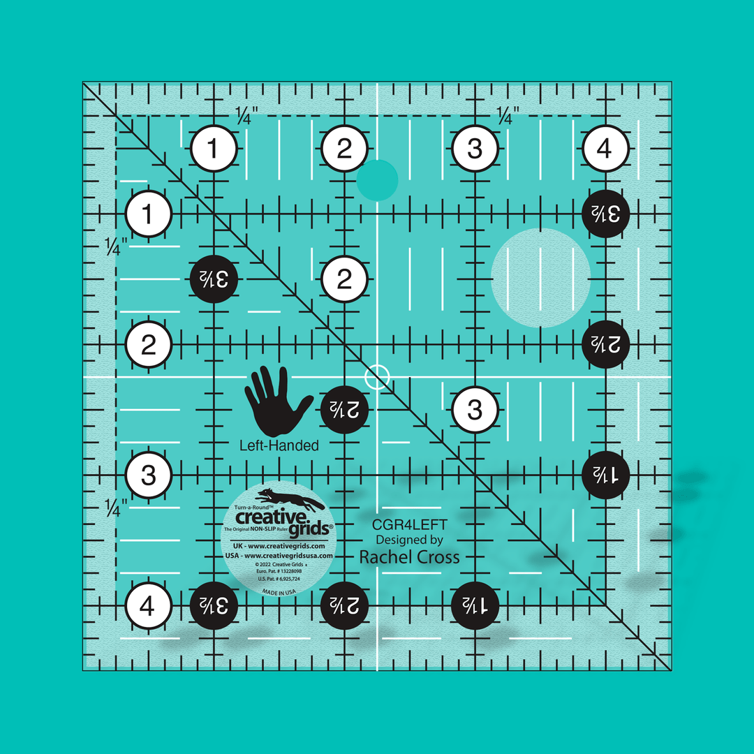 Creative Grids neliöviivain 4.5x4.5 tuumaa vasenkätisille CGR4LEFT