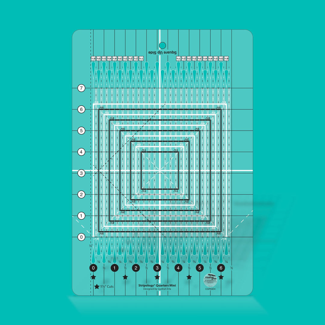Creative Grids Stripology Quarters Mini viivain CGRGE4, tarkka tilkkutyöviivain 1/4 tuuman mittauksille