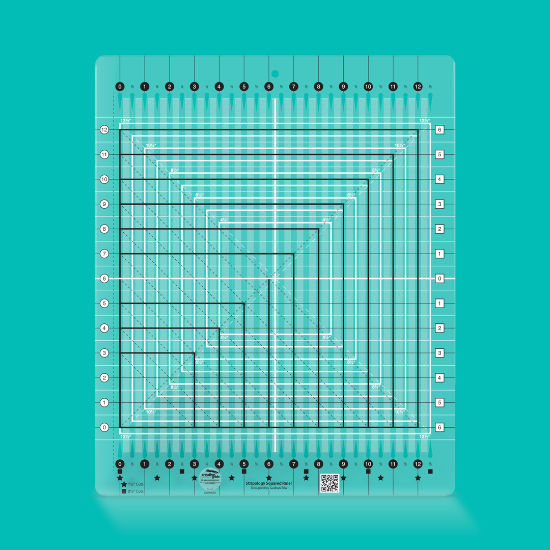  Creative Grids Stripology Squared viivain CGRGE2, lohkojen suoristukseen tarkoitettu tilkkutyöviivain
