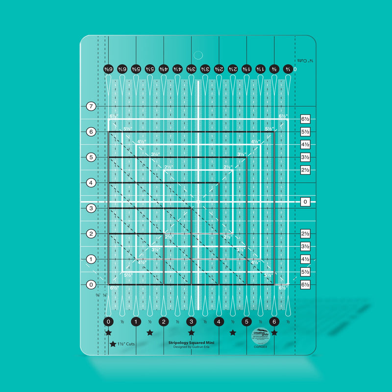 Creative Grids Stripology Mini viivain CGRGE3, pieni tilkkutyöviivain lohkojen suoristukseen