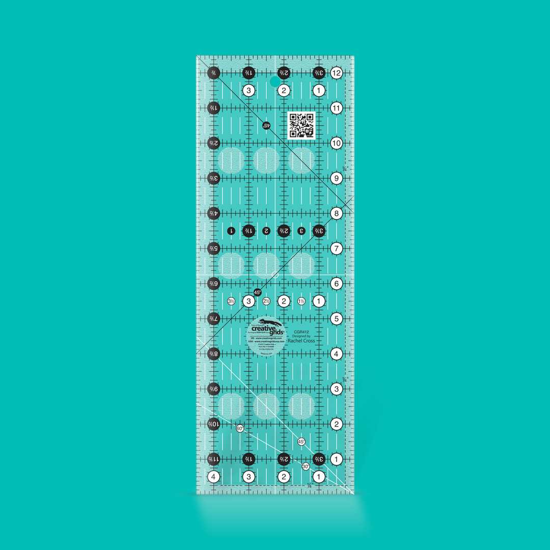 Creative Grids tilkkutyöviivain 4.5x12.5 tuumaa CGR412, liukumaton tilkkutyöviivain