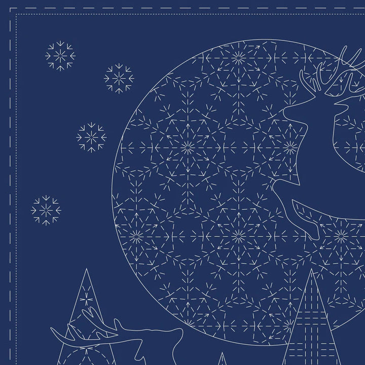 Christmas Sashiko panel, navy blue DV4081