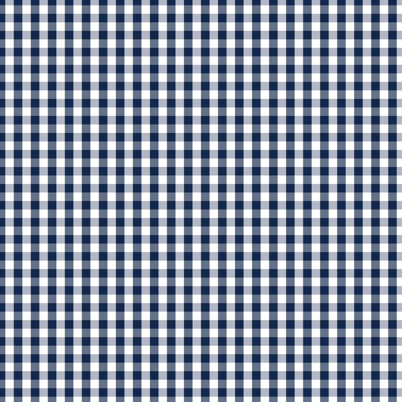 Devonstone Fundamentals Check Gambier Blue  -puuvillakangas, tummansininen ja valkoinen gingham-ruutukuosi