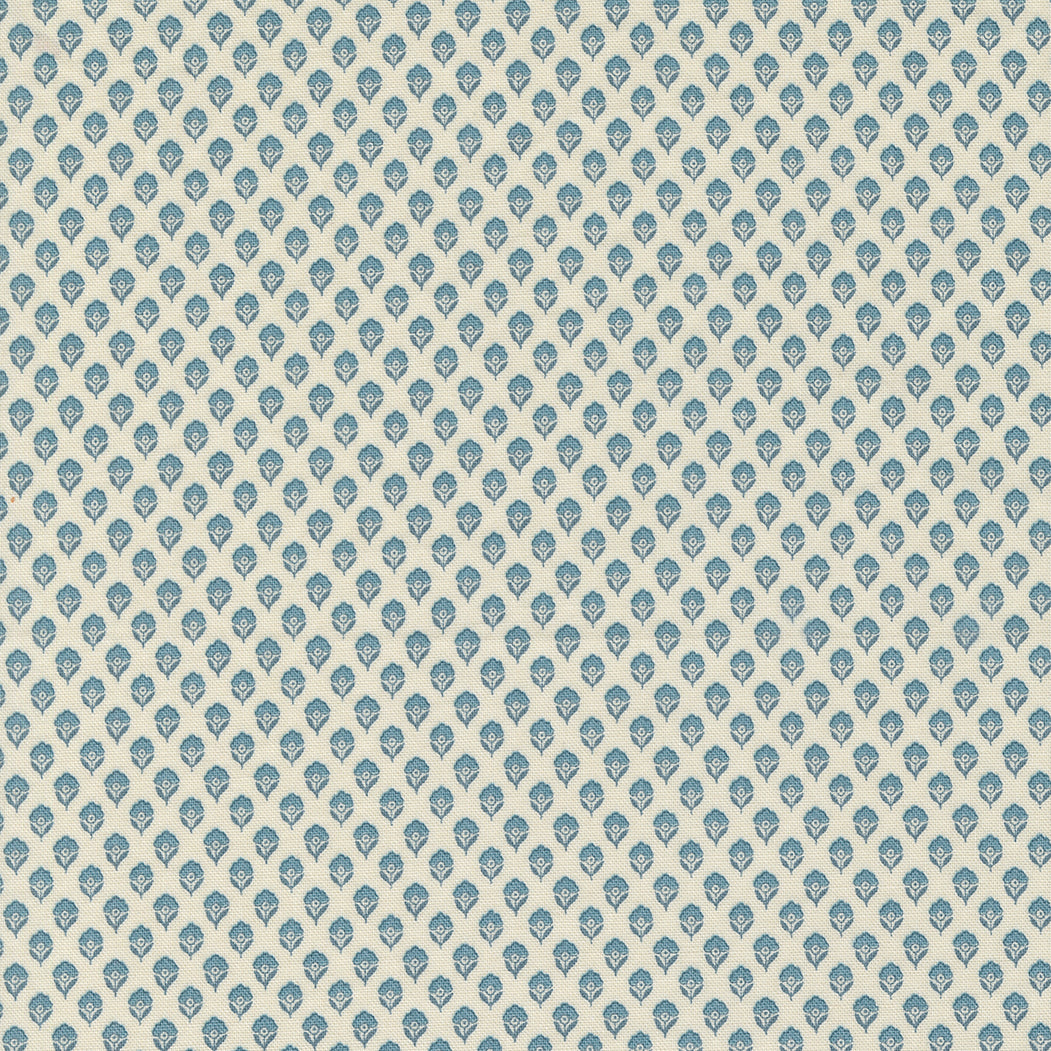 French Generalin suunnittelema Antoinette kokoelman Adelaide Pearl French Blue 13957-12 puuvillakangas, siniset pienet kukat