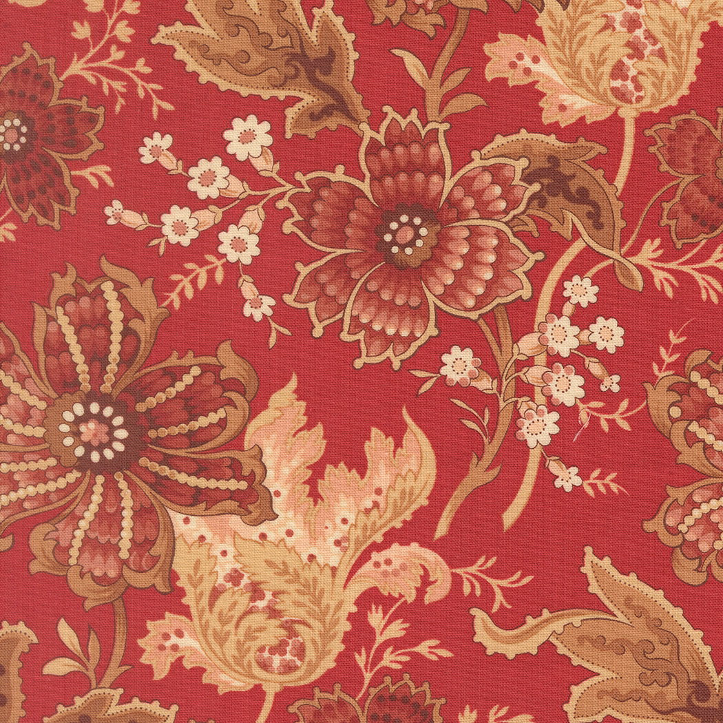 French General Le Jardin Rouge Primvere Florals Rouge puuvillakangas tilkkutöihin
