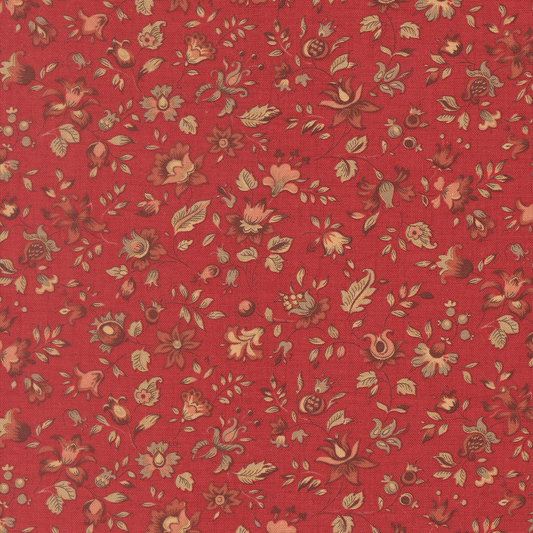 French General Le Jardin Rouge Clemenceau Florals Rouge puuvillakangas tilkkutöihin