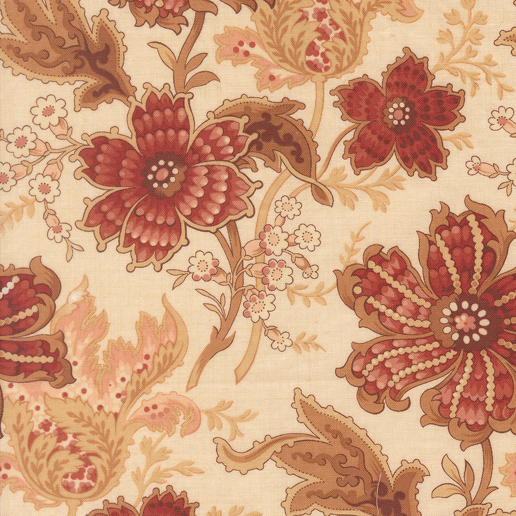 French General Le Jardin Rouge Primvere Florals Pearl puuvillakangas tilkkutöihin