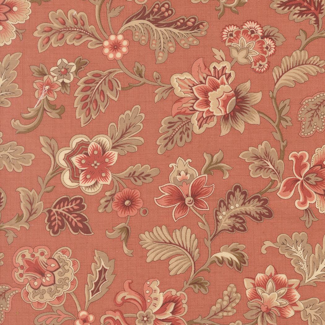 French General Le Jardin Rouge Tournesal Florals Clay puuvillakangas tilkkutöihin