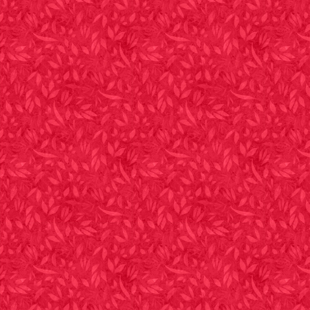 Punainen lehtikuvioinen puuvillakangas Lumin Fabrics Fundamentals Foliage Cherry W110-002-360, suunnittelija Joy Hall.