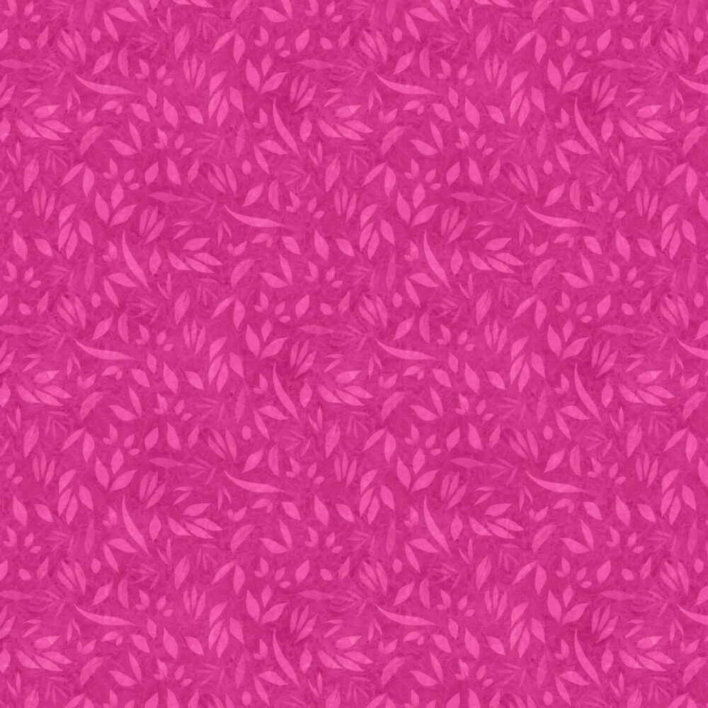 Vaaleanpunainen lehtikuvioinen puuvillakangas Lumin Fabrics Fundamentals Foliage Magenta W110-002-180, suunnittelija Joy Hall.