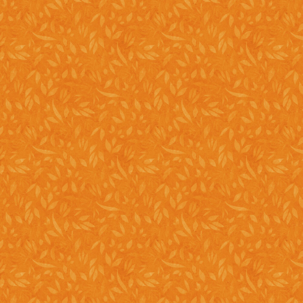 Oranssi lehtikuvioinen puuvillakangas Lumin Fabrics Fundamentals Foliage Orange W110-002-266, suunnittelija Joy Hall.