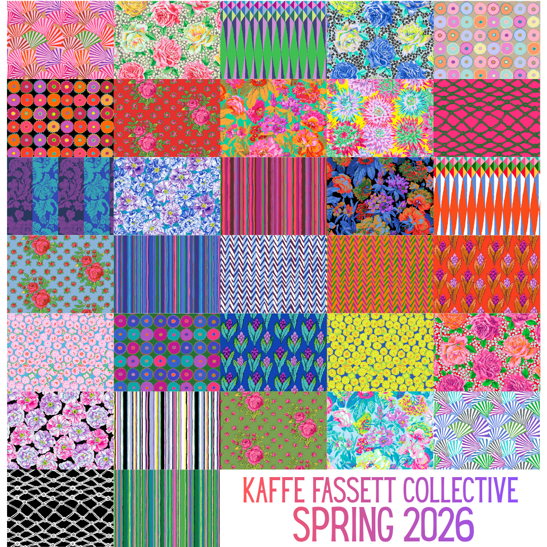 Kaffe Fassett Collective Spring 2026 Fat Quarter kangasnippu 32 kpl värikkäitä tilkkutyökankaita