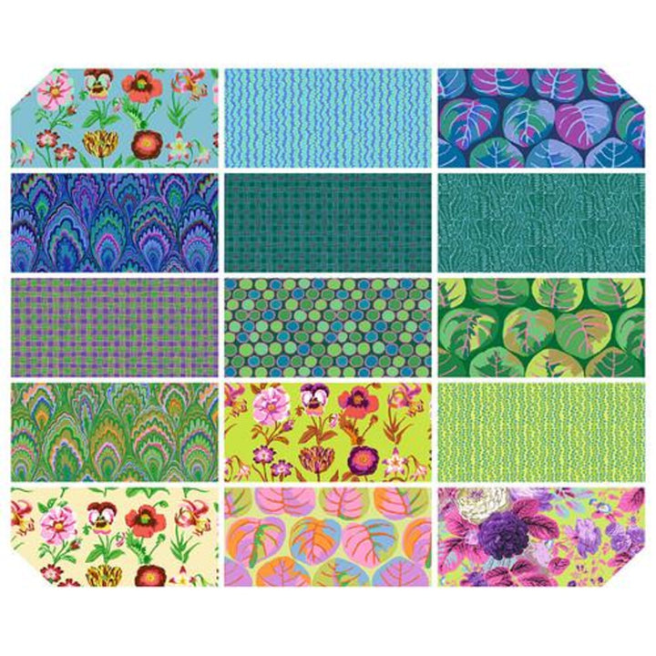 Kaffe Fassett Collective Spring 2025 Cool Layer Cake puuvillakangas nippu