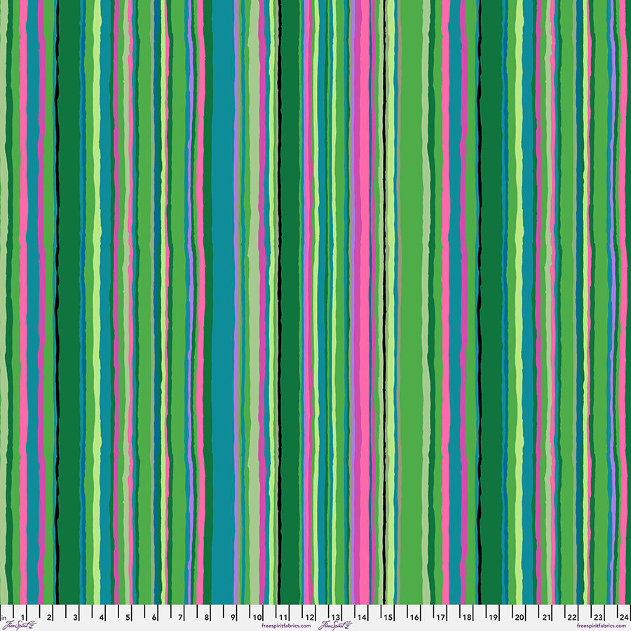 Kaffe Fassett Echo Stripe Green -kangas, käsinmaalatun näköiset raidat vihreässä sävyissä – PWGP209.GREEN
