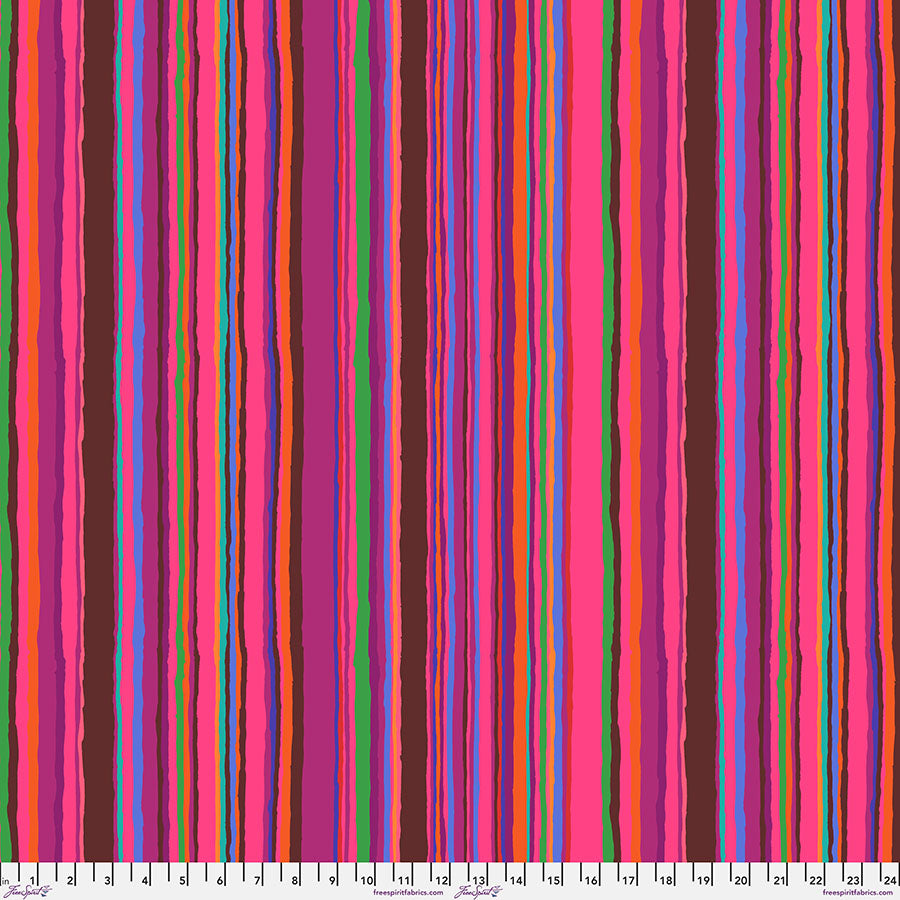 Kaffe Fassett Echo Stripe Red -kangas, käsinmaalatun näköiset raidat kirkkaissa sävyissä – PWGP209.RED