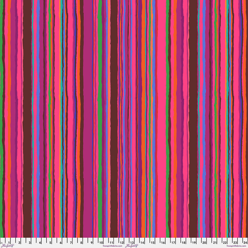 Kaffe Fassett Echo Stripe Red -kangas, käsinmaalatun näköiset raidat kirkkaissa sävyissä – PWGP209.RED