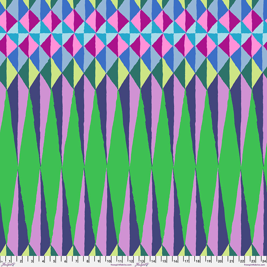 Kaffe Fassett Spike Cool -kangas, graafinen kolmio- ja piikkikuvio viileissä sävyissä – PWGP215.COOL
