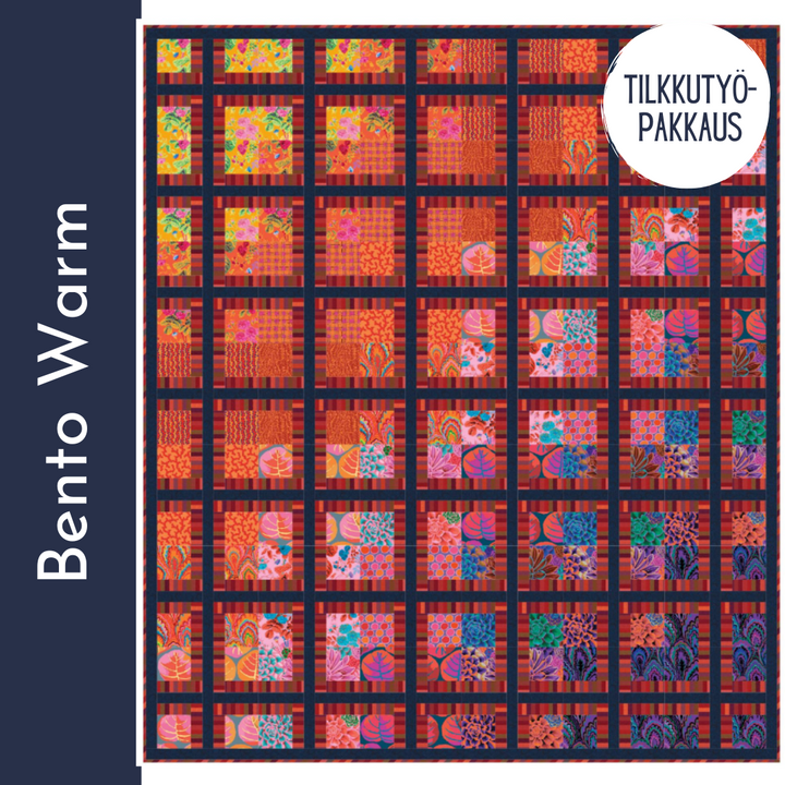 Kaffe Fassett Collevtiven Spring 2025 kokoelmasta Bento Warm tilkkutyöpakkaus
